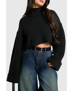 Faux Suede Chunky Gold Buckle Boyfriend Belt