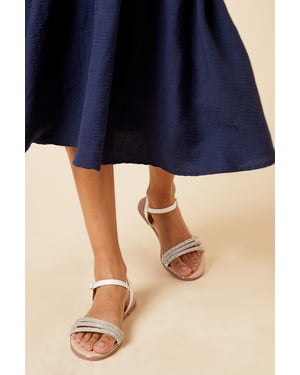 Wide Fit Fern Embellished Flat Sandals