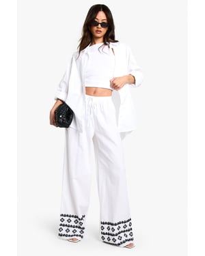 Tall Wide Leg Broderie Hem Trouser