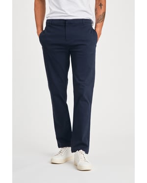 Navy Cotton Straight Leg Trouser