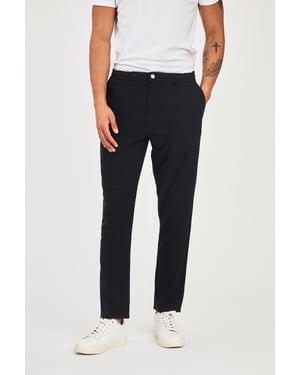 Black Straight Leg Button-Up Trouser