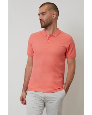 Coral Cotton Pique Short Sleeve Polo Shirt