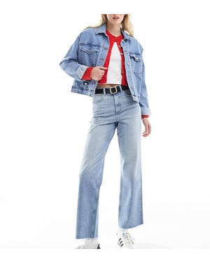 ASOS DESIGN Tall cropped comfort stretch straight leg jean in tinted blue