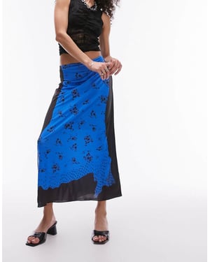 Topshop Tall satin maxi skirt in mono geo print
