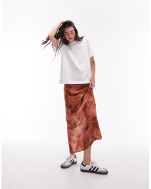 Topshop Tall satin maxi skirt in mono geo print