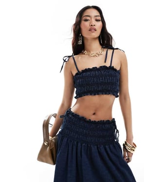 ASOS DESIGN soft denim cami top in dark blue co-ord