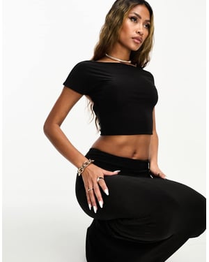 Kaiia slinky low back top co-ord in black