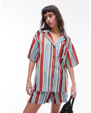 Topshop co ord stripe linen shirt in multi