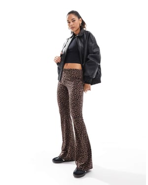 ASOS DESIGN fold over trousers in leopard print