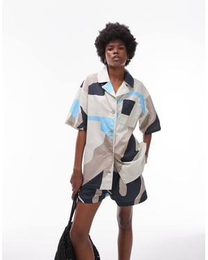 Topshop co-ord abstract printed short sleeve shirt in multi