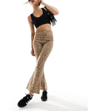 ASOS DESIGN kick flare trouser in leopard print-Multi