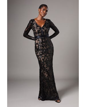 Long Sleeve Sequin Maxi Dress
