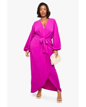 Plus Textured Tie Detail Maxi Dress