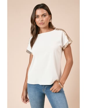 Short Sleeve T-Shirt Sequin Blouse