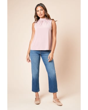 High Neck Tie Back Top