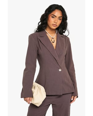 Linen Fitted Wrap Front Blazer