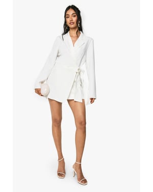 Wrap Drape Front Tailored Blazer Dress