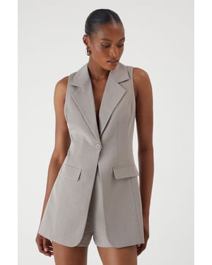 Linen Look Tailored Blazer Playsuit