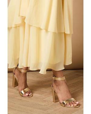 Milla Covered Buckle High Block Heel Sandals