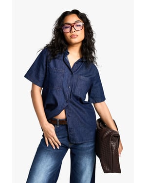 Chambray Denim Short Sleeve Shirt