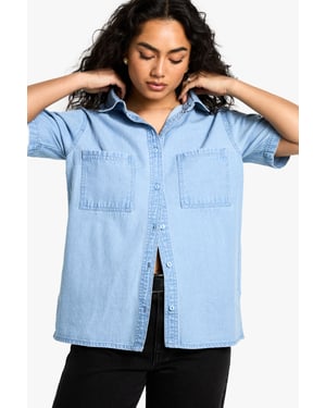 Chambray Denim Short Sleeve Shirt