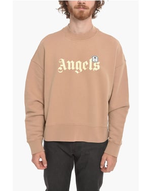 Crew Neck PXP PALM Brushed Cotton Sweatshirt in Beige