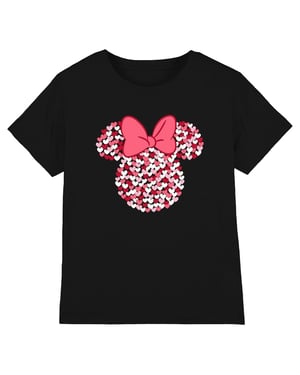Disney Barn Minnie Mouse Hjärta Öron Silhuett Alla Hjärtans Dag T-shirt (Svart)