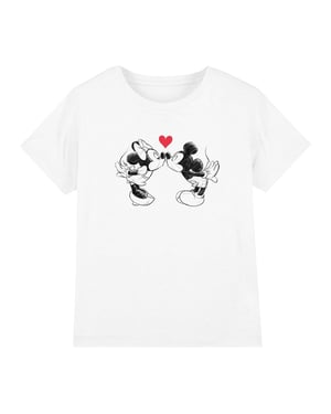 Disney Kinderen/Kinderen Mickey & Minnie Mouse Kiss Sketch Valentijnsdag T-Shirt (Wit)