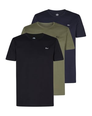 Petrol Industries - 3-pack T-shirts Heren - Zwart/Legergroen/Marineblauw