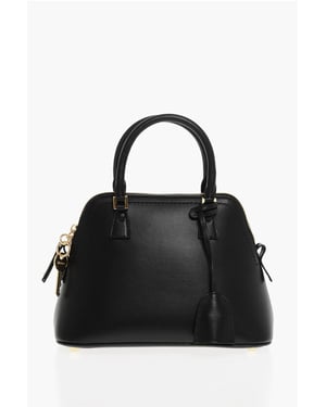 MM11 Leather 5AC Handbag with Removable Shoulder Strap in Black