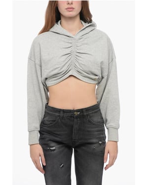 Bomulls Cropped Hoodie i Grå