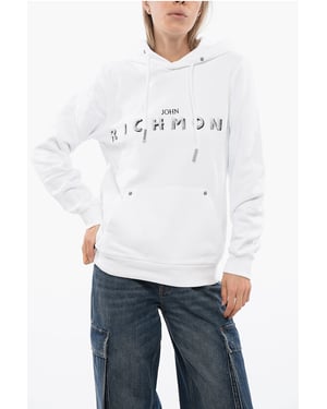 BETTO Hoodie Sweatshirt med Broderad Logotyp i Vitt