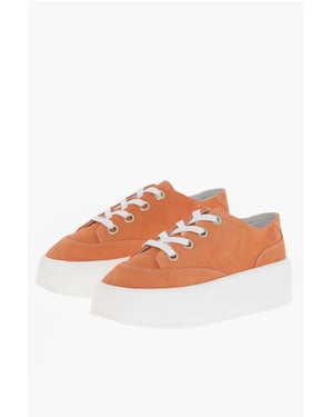 MM6 Låga Sneakers i Mocka med Kontrastplattform 5,5 cm i Orange