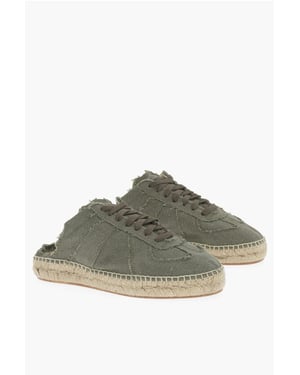 MM22 Låga Sneakers i Bomull med Öppen Baksida i Grönt
