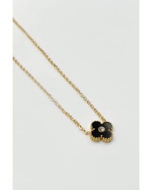 Mini Clover Necklace in Gold Black - Gift Boxed