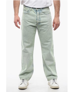Rak passform OVERDYE LOGO-jeans med bälteshällor 24 cm i ljusblått