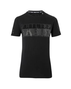 Philipp Plein Bold Monotone Diamanté Logo Black T-Shirt