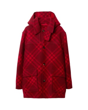 Burberry Ullrutig Parka Röd Jacka