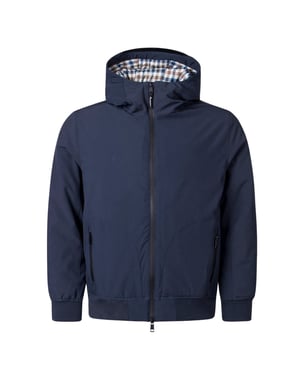 Aquascutum Active Plain Hooded Marineblauwe Jas