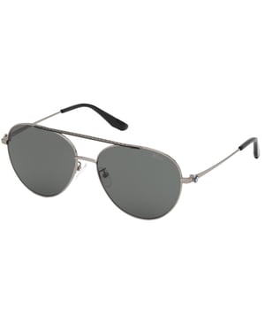 BMW Shiny Light Ruthenium Framed Smoke Polarized Lens Sunglasses