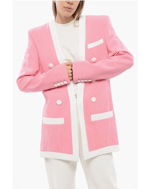 Strukturerad Crepe de Chine-jacka i rosa