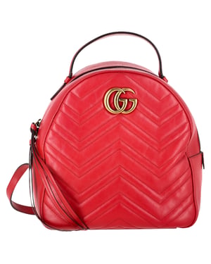 Gucci Quilted Marmont Ryggsäck i Rött Läder