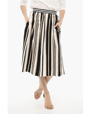 Utsvängd pennrandig SCULLY Longuette-kjol i beige, bianco e nero