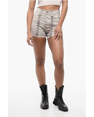 Jeans Cargo Shorts med Syratvättad Effekt i Violett