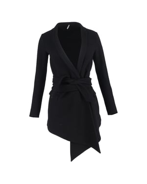 Dior Asymmetrische Peacoat Robe in Zwart Wol