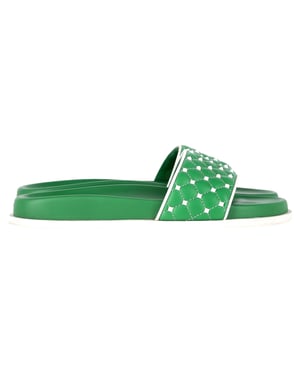 Valentino Garavani Rockstud quiltade sandaler i grönt läder