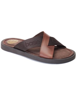 Base London Webb Leren Heren Sandalen In Gebrand Bruin