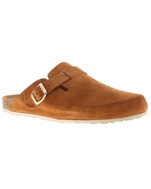 Hush Puppies Dames Sandalen Bailey Gesloten Neus Muiltje Leer Plat Instapbruin