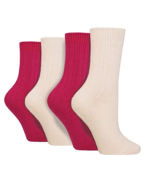 4 Pack Ladies Cashmere Boot Socks | Breathable Cozy Ribbed Wool Bed Socks