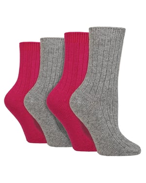 4 Pack Ladies Cashmere Boot Socks | Breathable Cozy Ribbed Wool Bed Socks